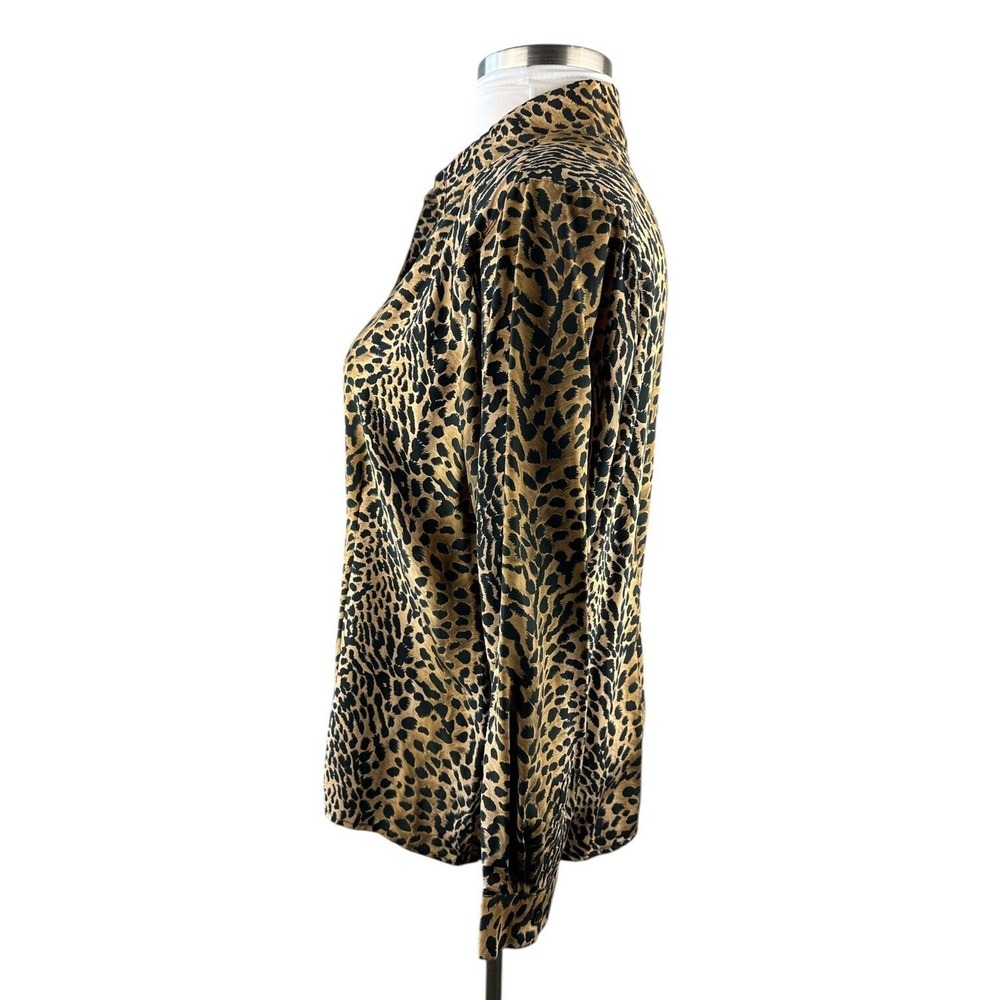 Vtg Silk Lore Beth Terrell Silk Cheetah Animal Print Button Blouse Plus Size 1X - Picture 8 of 11